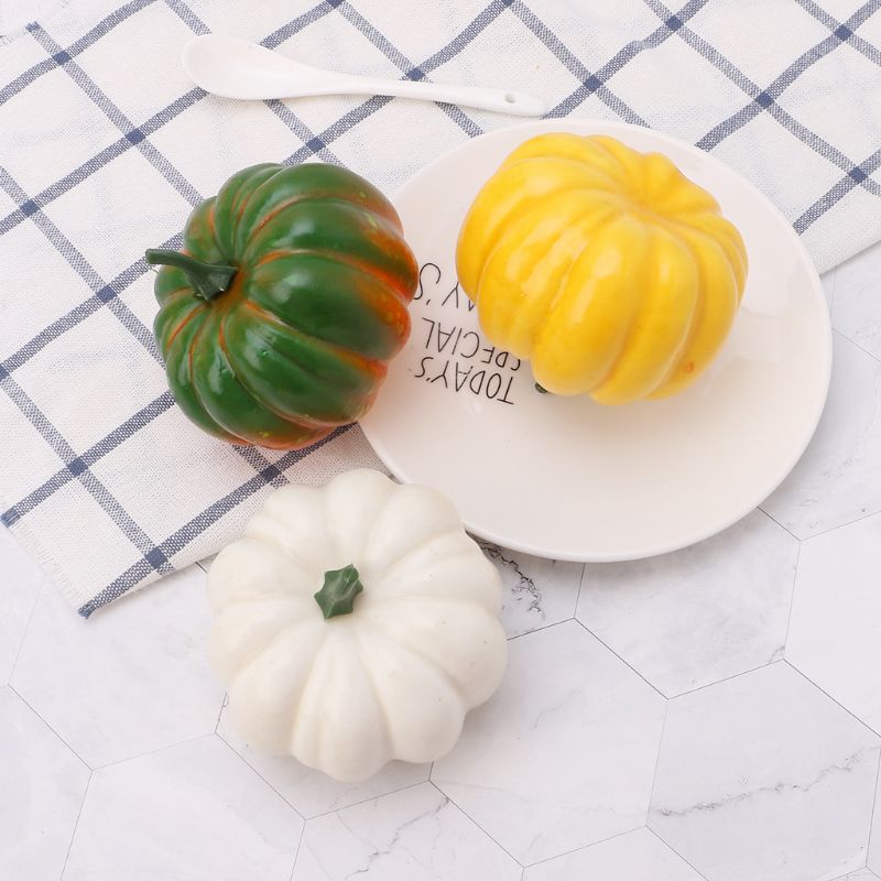 Piccole zucche artificiali finte realistiche per Halloween autunno raccolta ringraziamento decorazioni per feste fai da te C90D