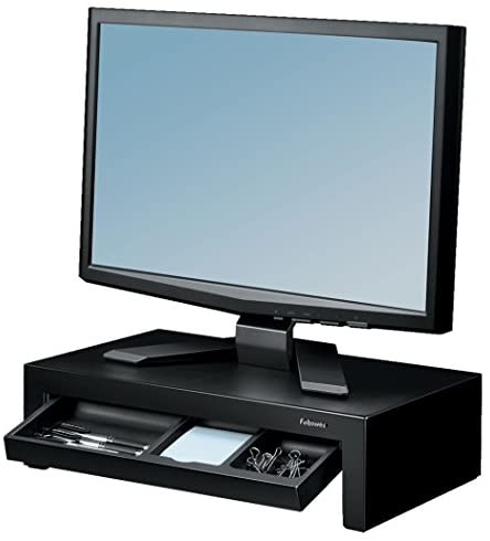 Fellowes Suites-height-adjustable computer monitor lift Holder features storage tray