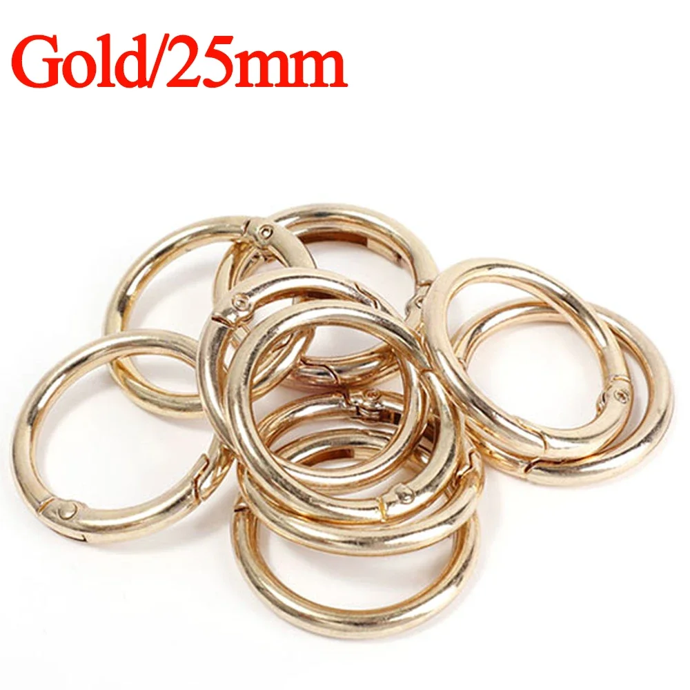 10/50pcs Metal O Ring Spring Clasps for DIY Jewelry Openable Round Carabiner Keychain Bag Clips Hook Dog Chain Buckles Connector: 3/8" / Orange