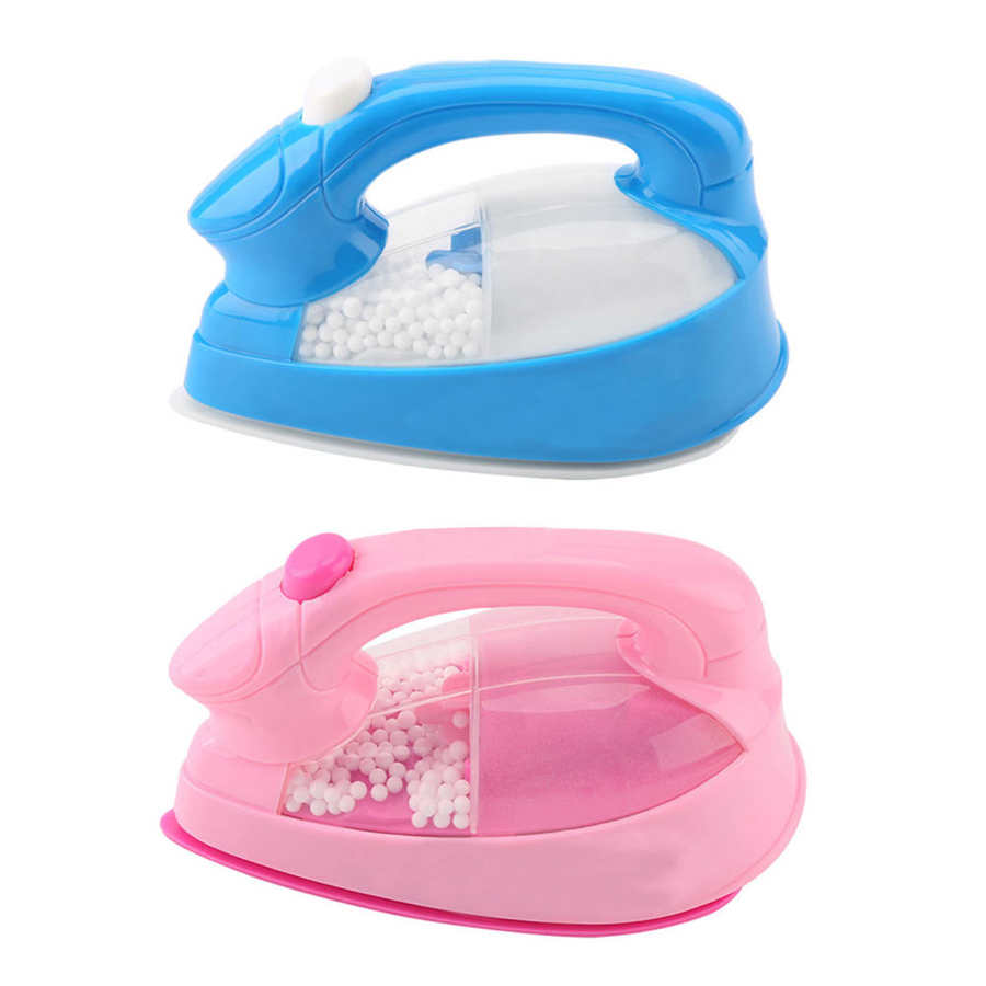 1Pc Pretend Play Mini Elektrische Ijzer Plastic Roze/Blauw Safrty Plastic Licht-Up Simulatie Kids Kinderen Meisje huishoudelijke Apparaten Speelgoed