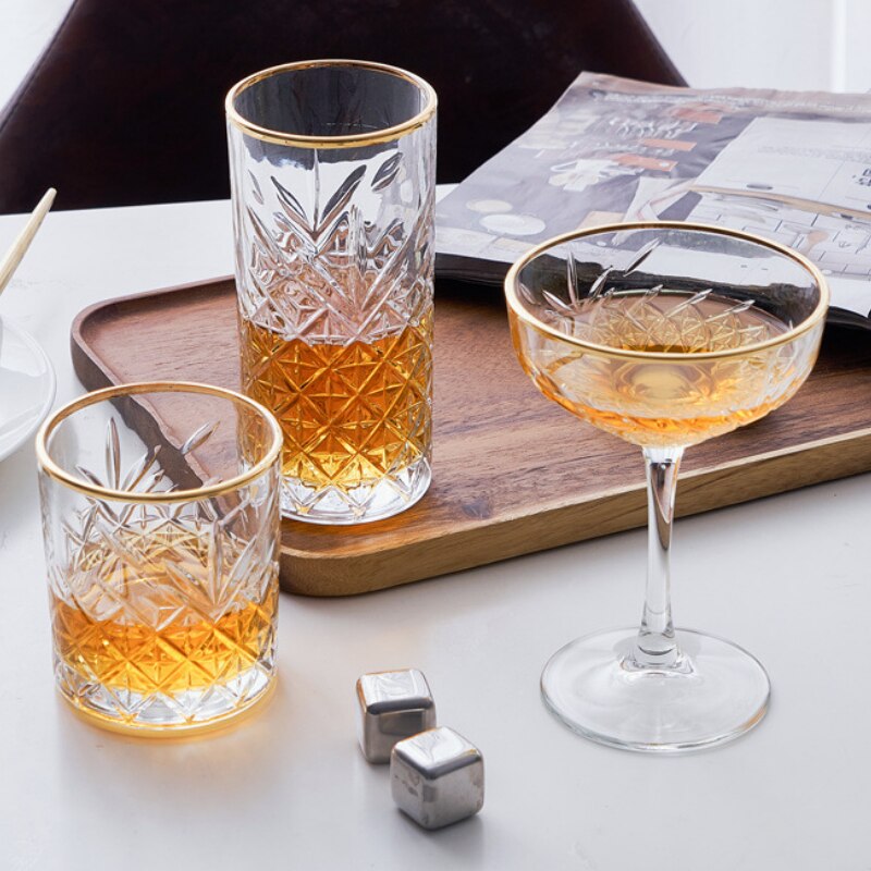 Style 250-450Ml Eternal Carved Flower Martini Cup Vintage Art Whiskey Vodka Mojito Wine Glass Bar Drinkware Goblet