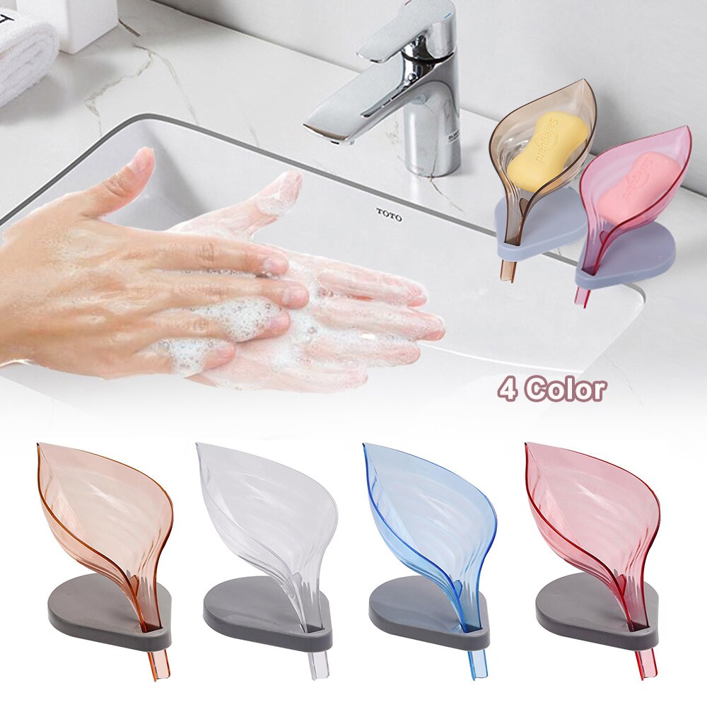 Wall-suction Drain Soap Dish Leafology Decorative Drainage Soap Holder Soap Holder Storage Container Home Bathroom Accessories 2
