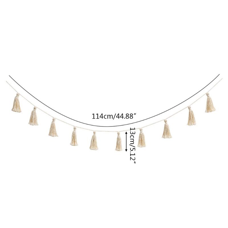 2 stk/sæt bomuldskvast guirlande pastel banner farverig fest baggrund dekorativ