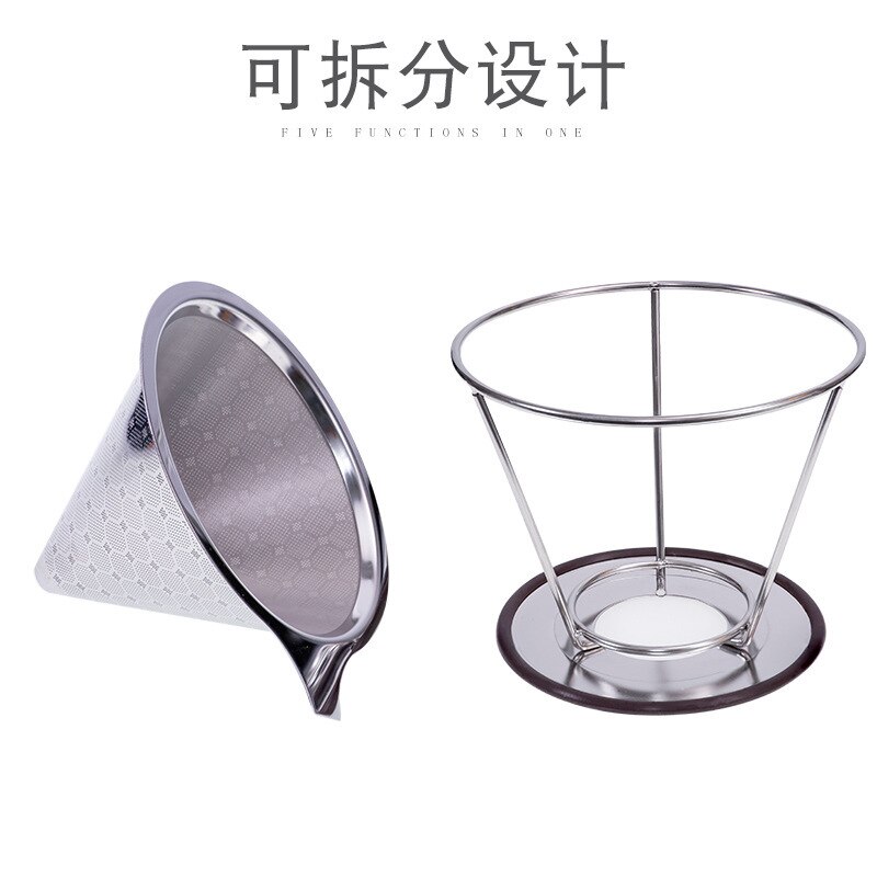 Filtro de café de doble capa de acero inoxidable 304 soporte de café por goteo cestas de embudo filtros de café reutilizables y filtro de soporte de café