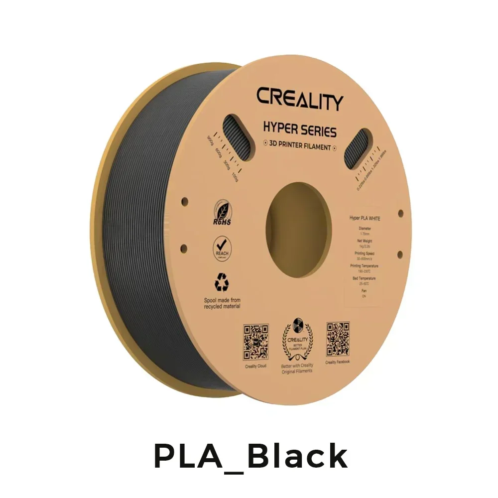 Creality Hyper Series PLA Filament Multiple Colors 1.75mm 1KG 30-600mm/s High Speed High Precision Printing 3D Printer Materials: black