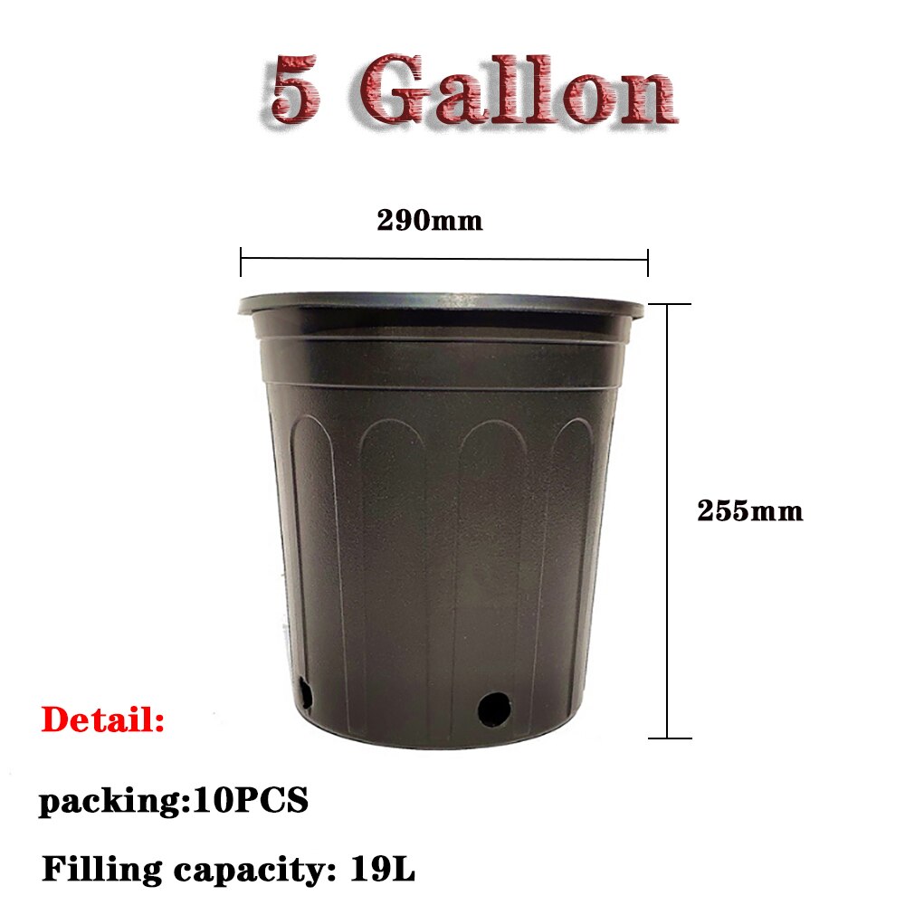 10 stk. 1/2/3/5 gollan planteskole pot plast plante bassin haveplanter haveformering beholder vokse pose havearbejde gallon: 5 gallon