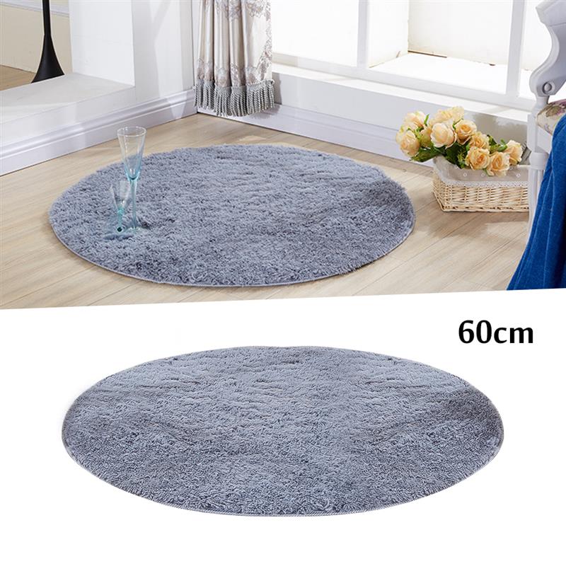 Soft Round Faux Fur Rug Carpets For Children'S Bedroom Living Room Fluffy Thermal Rug Shaggy Pile Gray Carpet Mat Bedside Mats: 60cm