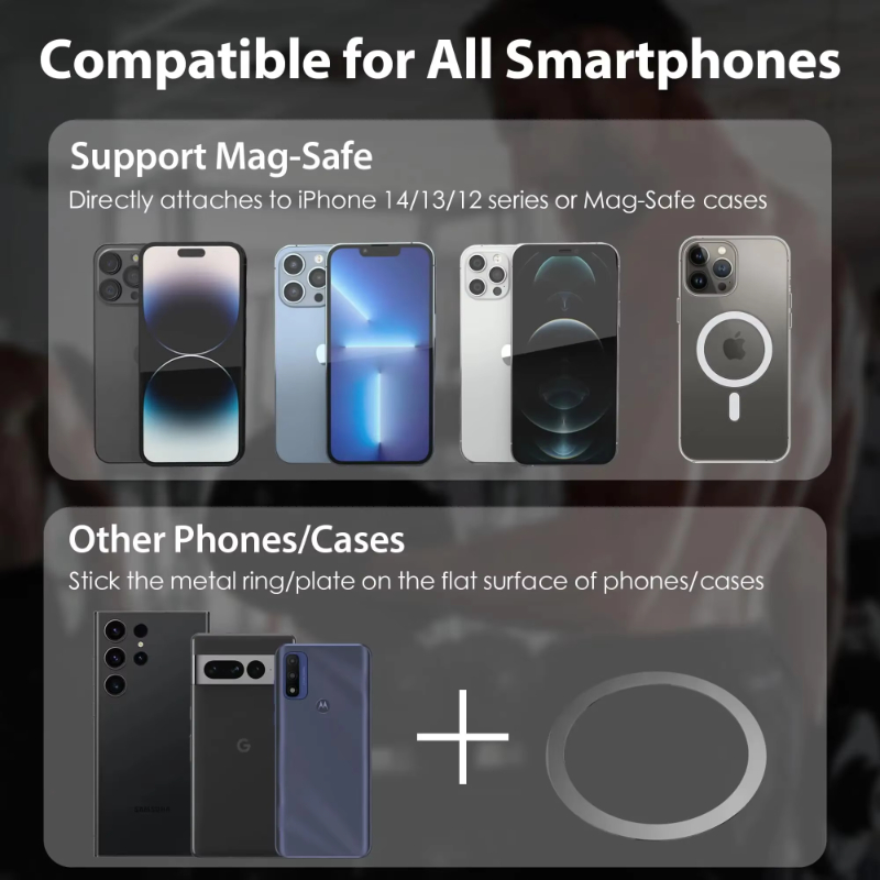 Support de téléphone magnétique Gym Mate et support de téléphone à aspiration magnétique double face pour MagSafe. Shooter des vidéos mains libres pendant travailler