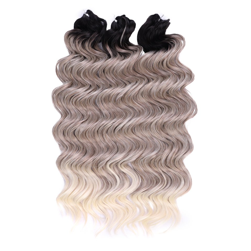 FREEDOM Hair Synthetic Deep Wavy Twist Crochet Hair 24 Inch /60cm Ombre Brown Blonde White Braiding Hair Extensions MANASI Hair