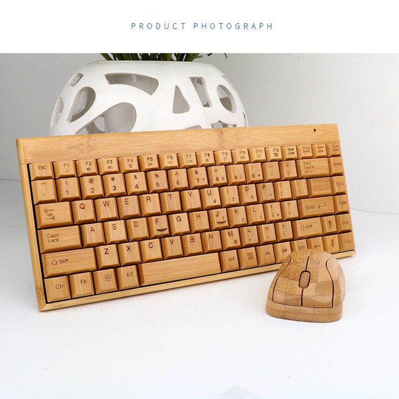 4G Bamboo Wireless Keyboard And Mouse Combo Natural Wood Handmade Computer Keyboard Plug And Play For Home Office Use