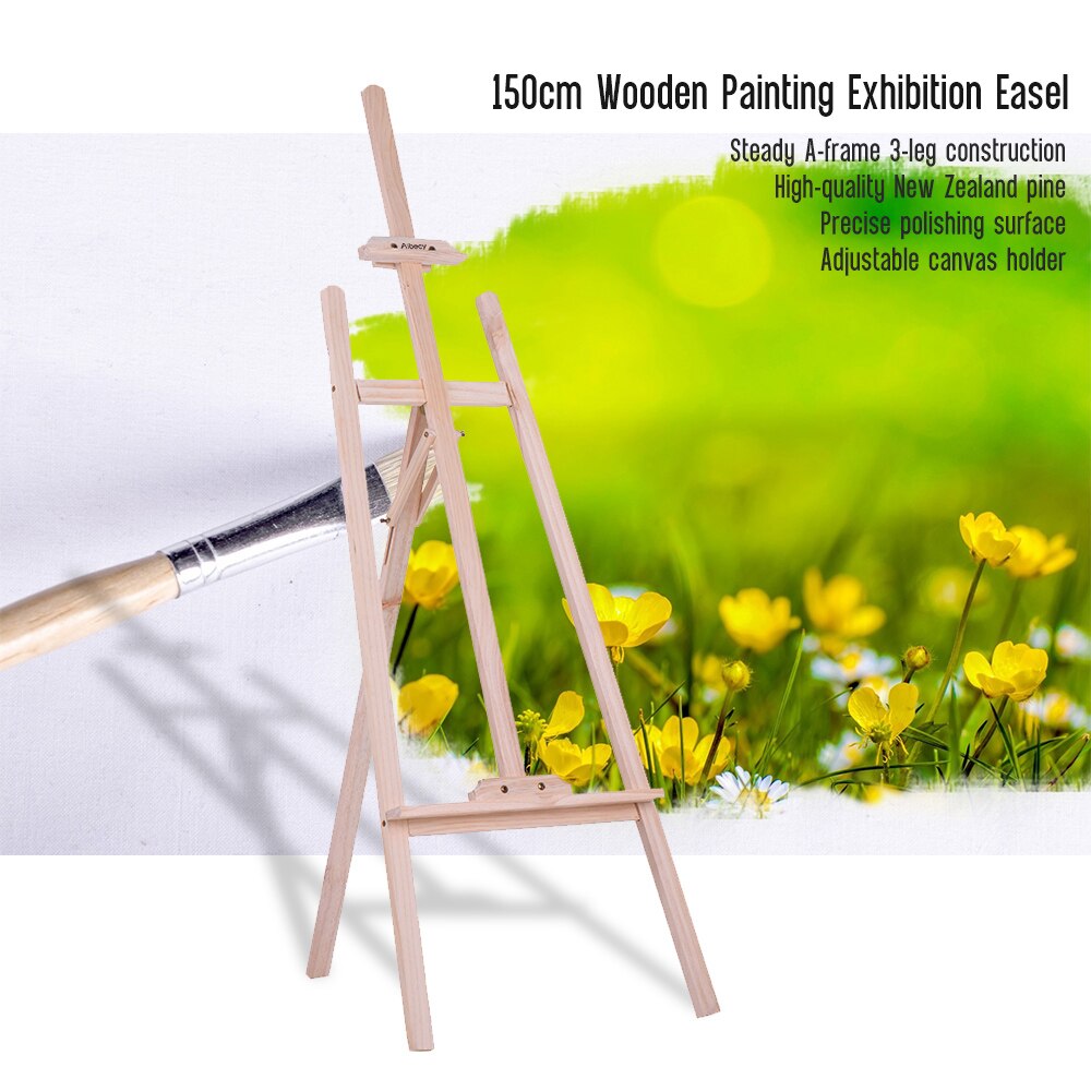 150cm/ 59 Inch Durable Art Artist Wood Wooden Easel Sketch Drawing Stand NZ Pine for Painting Sketching Display Exhibition