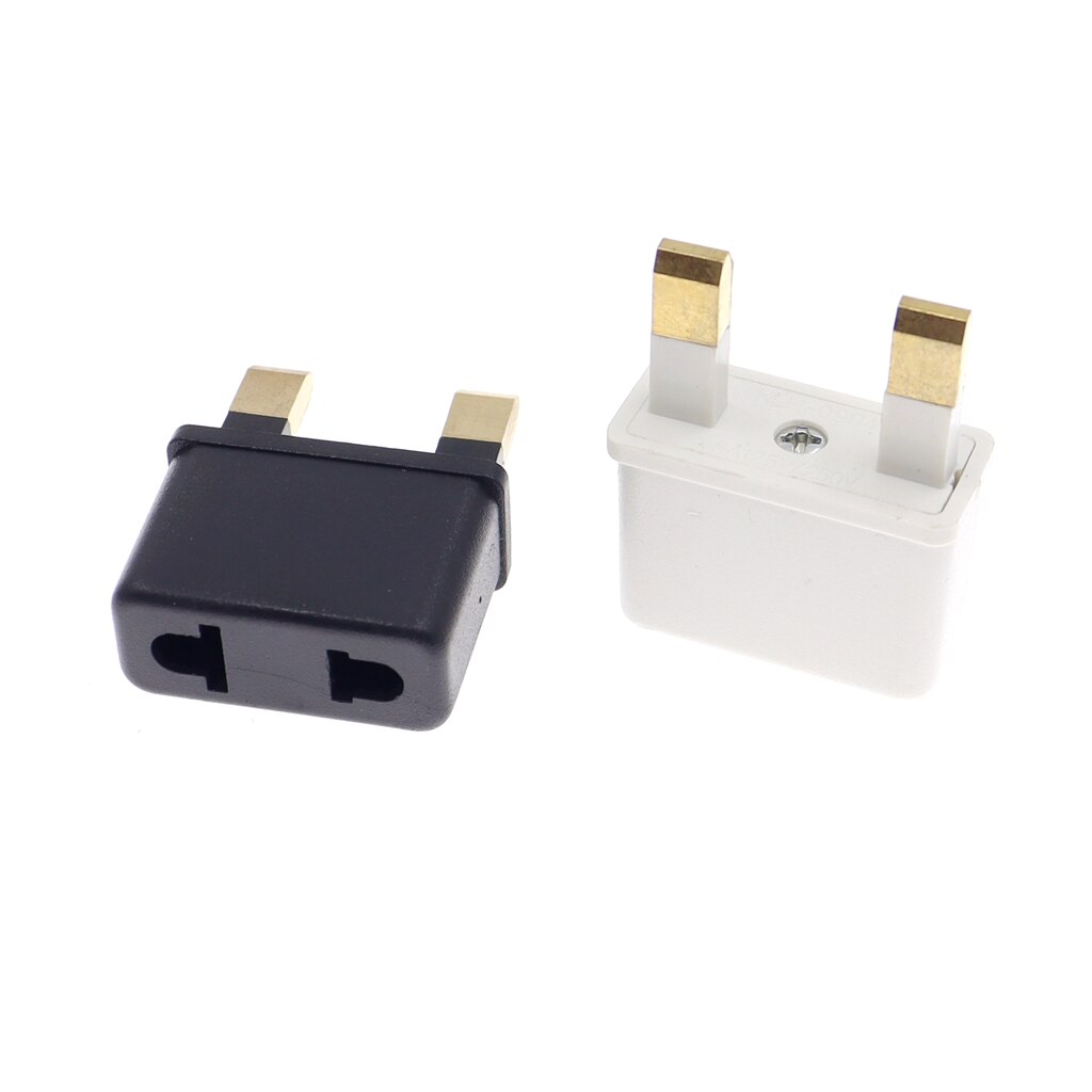 2pcs EU US to UK AC Power Socket Plug Travel Wall Charger Outlet Adapter Converter 2 Socket Input Pin For Phone Charging