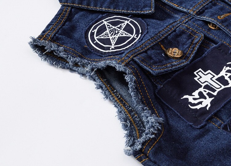 Mænd pactwork cowboy vest frakke enkeltradet turn down krave plus størrelse forår efterår jean vest plus størrelse denim vest  j1798