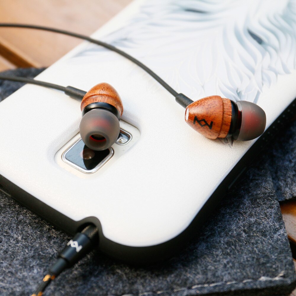In-ear-kopfhörer aus holz mit kabel, super-bass-headset mit mikrofon, musikkopfhörer, metall-ohrhörer für android- und ios-handys