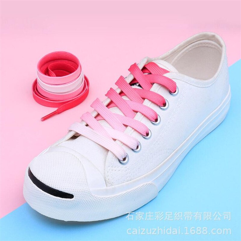 Cordones coloridos a la para zapatillas, cordones de lona de seda con gradiente de caramelo, arcoíris en crecimiento, 1 par: Red