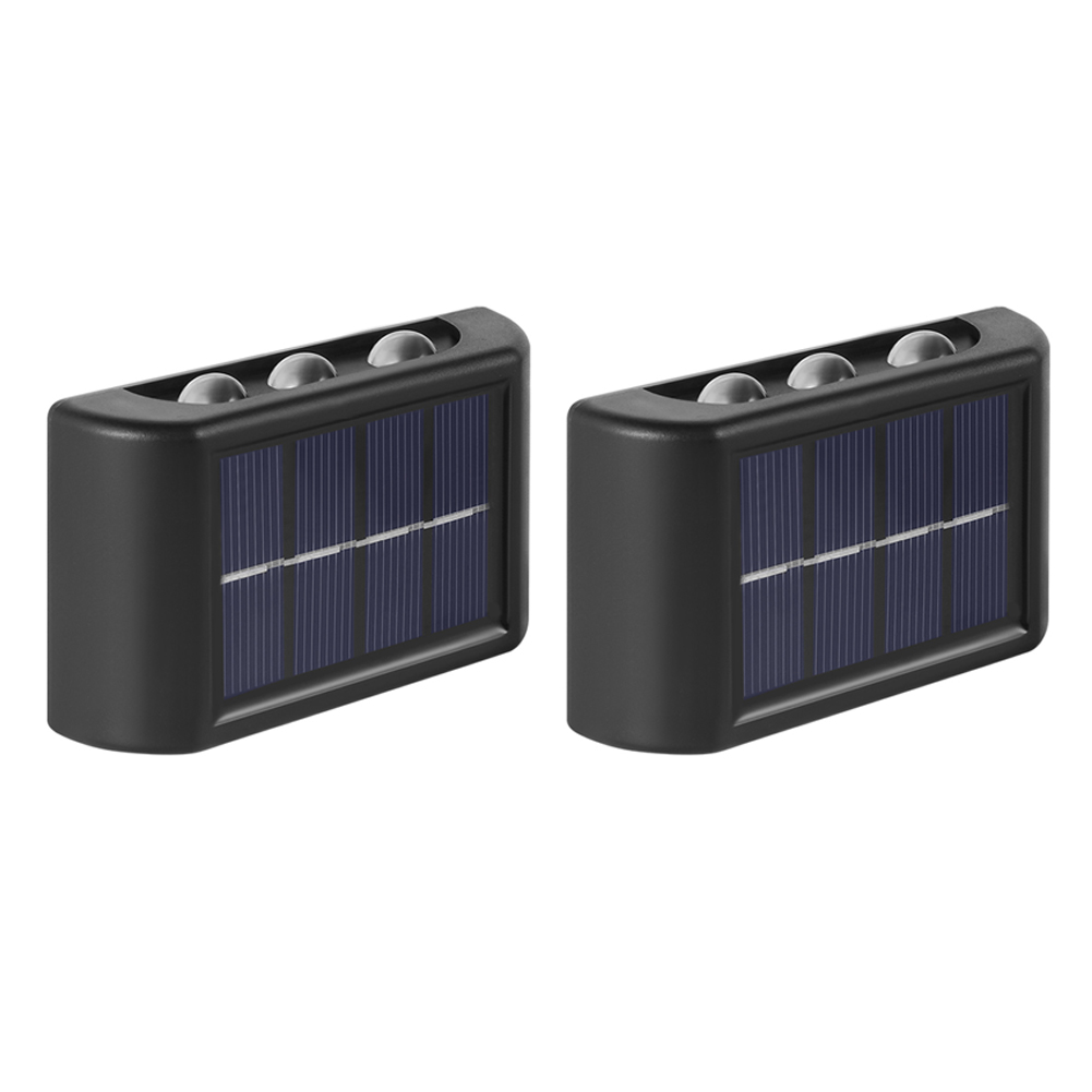 2 szt. Lampa solarna doprowadziło ścienna zewnętrzna ścieżka balkonowa ganek ogrodowy ulica dekoracje wodoodporna w górę iw dół światło lampy słoneczne: 6LED ciepło