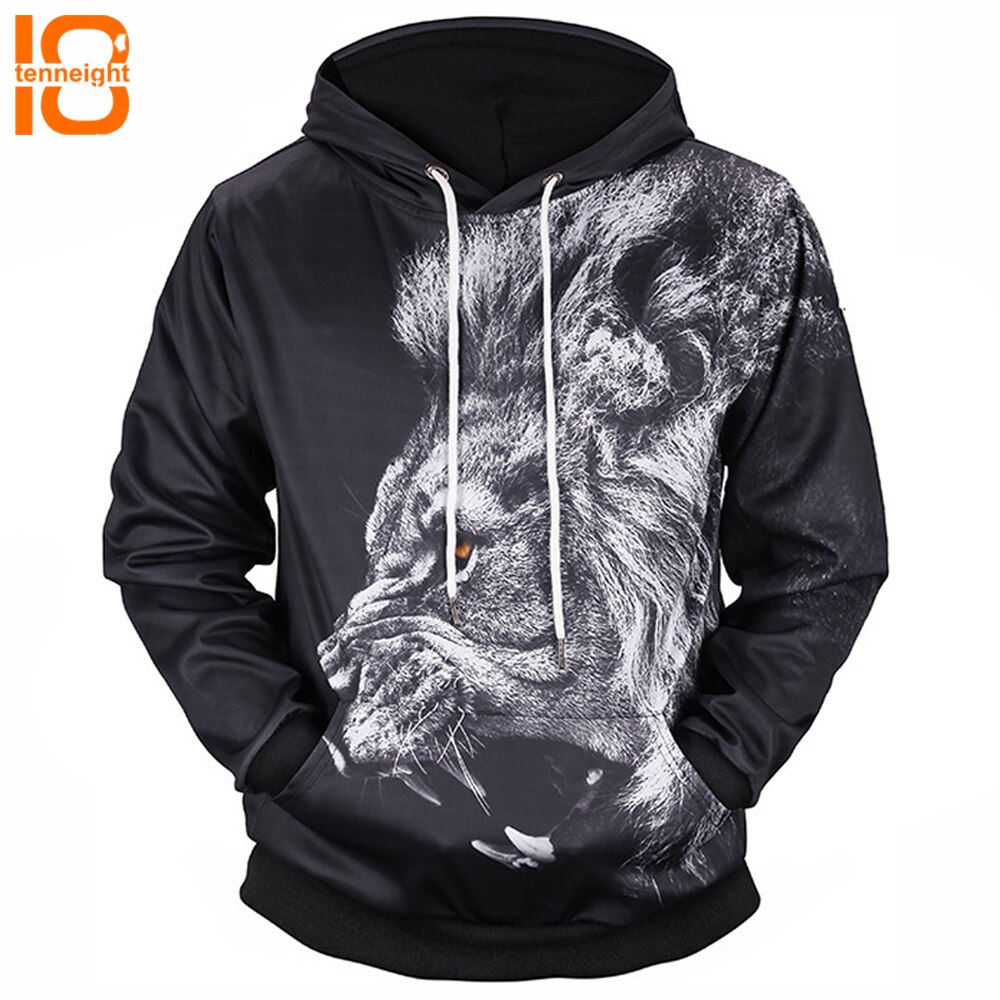 TENNEIGHT digitale leeuw print hooded 3D sweatshirts training kleding sport sweatshirts mannen tops Hooded shirts Man/vrouwen