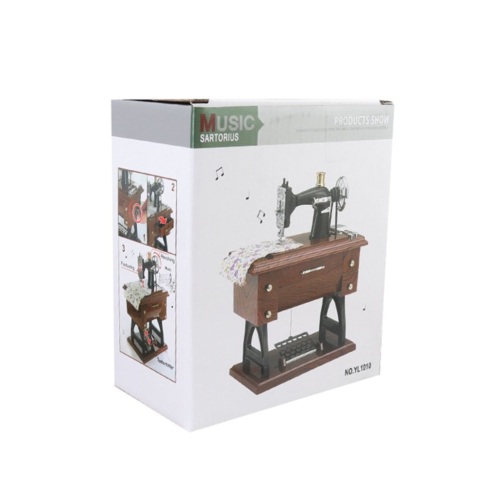 Trumpet Sewing Machine Music Box Nostalgic Simulation Music Box great Retro sewing machine music box