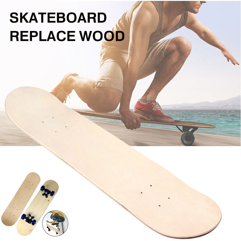 Blank skateboard dæk naturlig enkel 8 tommer træ sport konkurrence nydelse erstatning tilbehør udendørs øvelser dekoration