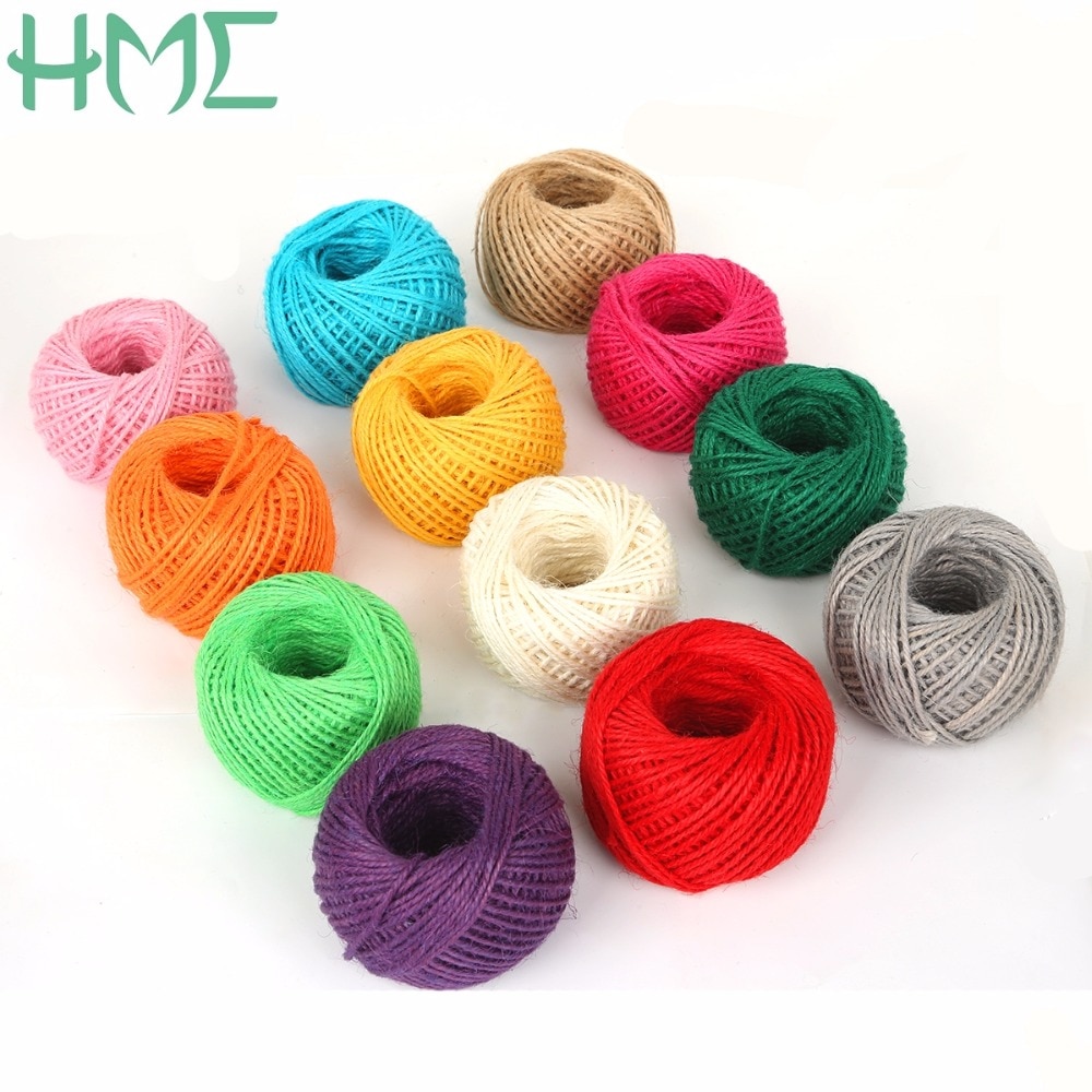 Rollo de cuerda de cáñamo de arpillera Natural, cordel de yute arpillera Natural, 2mm, macramé, decoración de etiquetas de boda, 1 rollo de 50M, varios colores