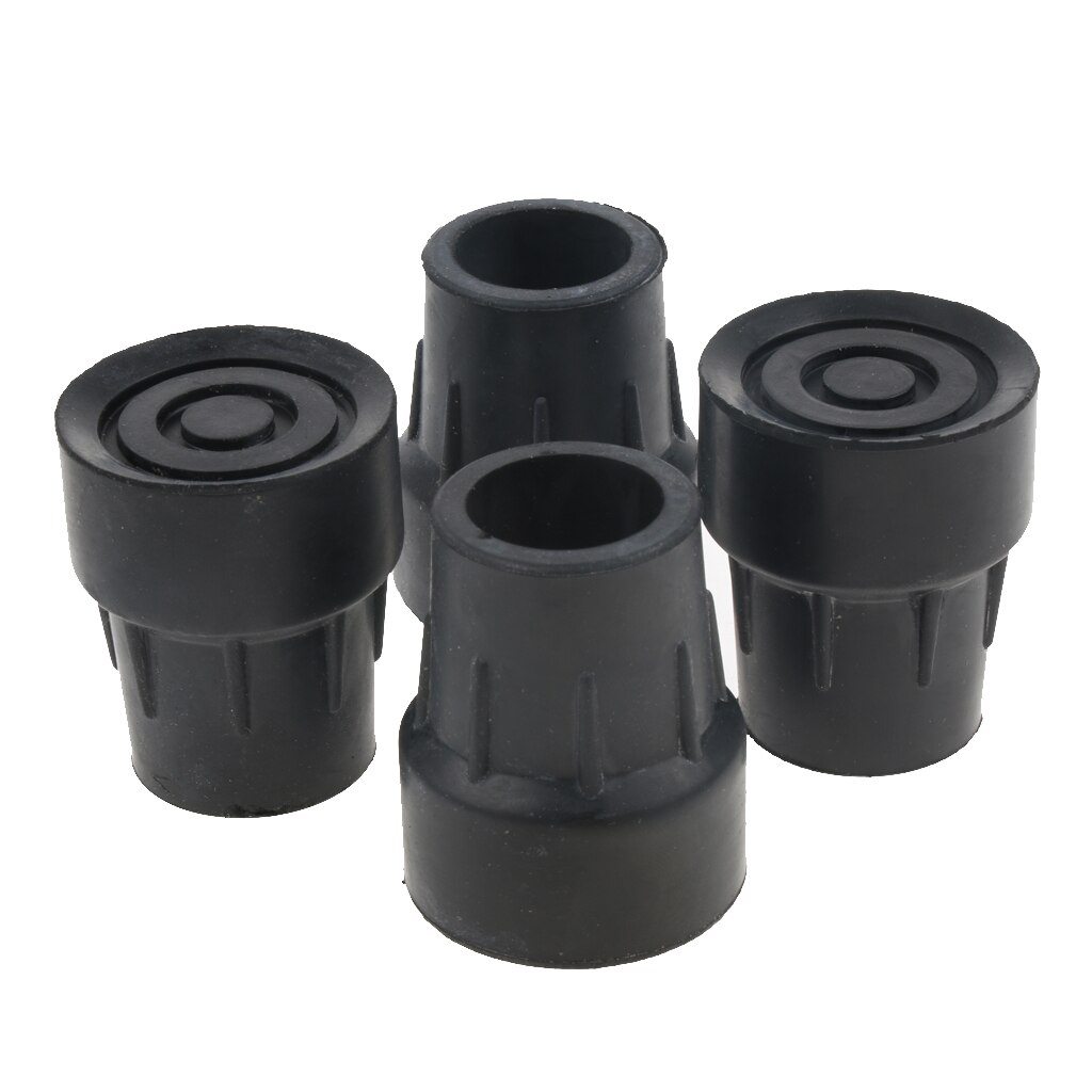 4Pcs Outdoor Sports Anti-Slip Rubber Hiking Trekking Pole Cane Replacement Caps Tips End for 25mm Walking Stick