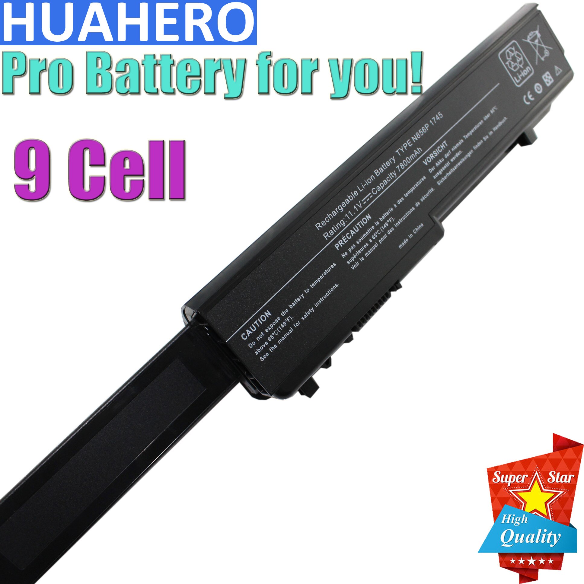 HUAHERO Battery for Dell Studio 17 1745 1747 1749 Laptop PC N856P M905P M909P N855P U150P U164P W080P Y067P 9 cell 11.1V 7800mAh