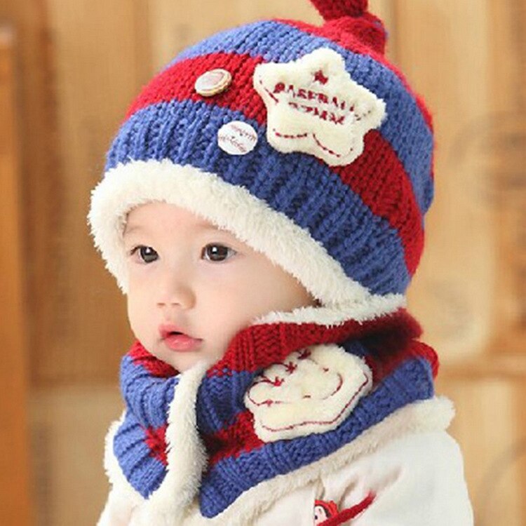 Conjunto de 2 unidades de sombrero + Sarf para niño y niña, , Unisex, otoño e invierno, gorros para bebé, bufanda, gorros para niño: Azul