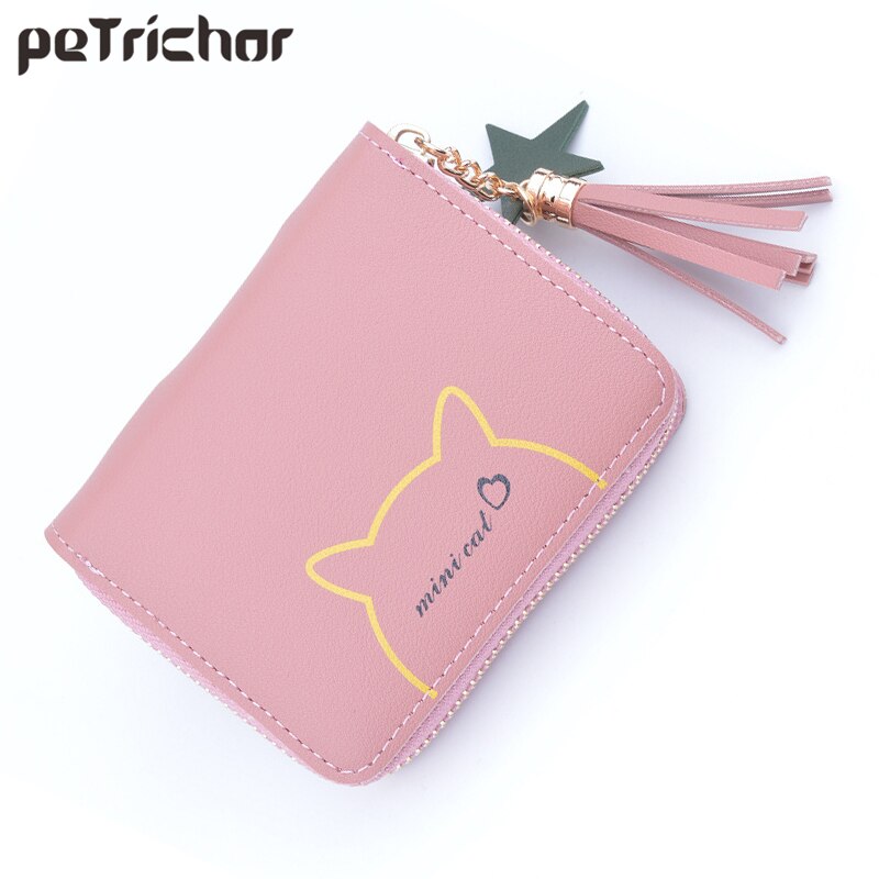 Cat Pattern Tassel Ladies Purses Coin Bag Card Holder, Small Wallets Star Pendant Slim Wallet Women Girls Female