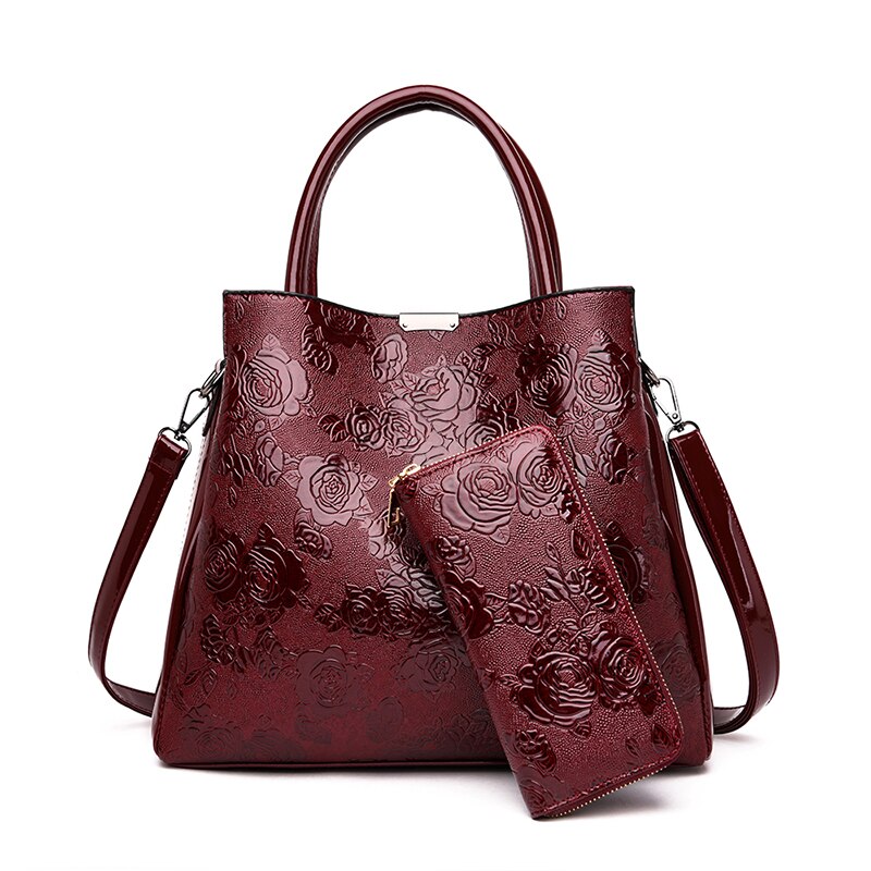 nouvelle de luxe sacs à main femmes sacs concepteur Rose impression sac fourre-tout sacs à bandoulière pour femmes voyage sac à main: Red-2