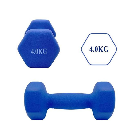 Pesa - Mancuerna vinilo 4 kilos ABADIA Ejercicio Fitness - Pesas Cortas - Anti-Rodadura - Antideslizante - Hexagonales | Entrenamiento en Casa y Gimnasio (4 Kg) Fitness Tonificar y aumentar masa muscular Deporte