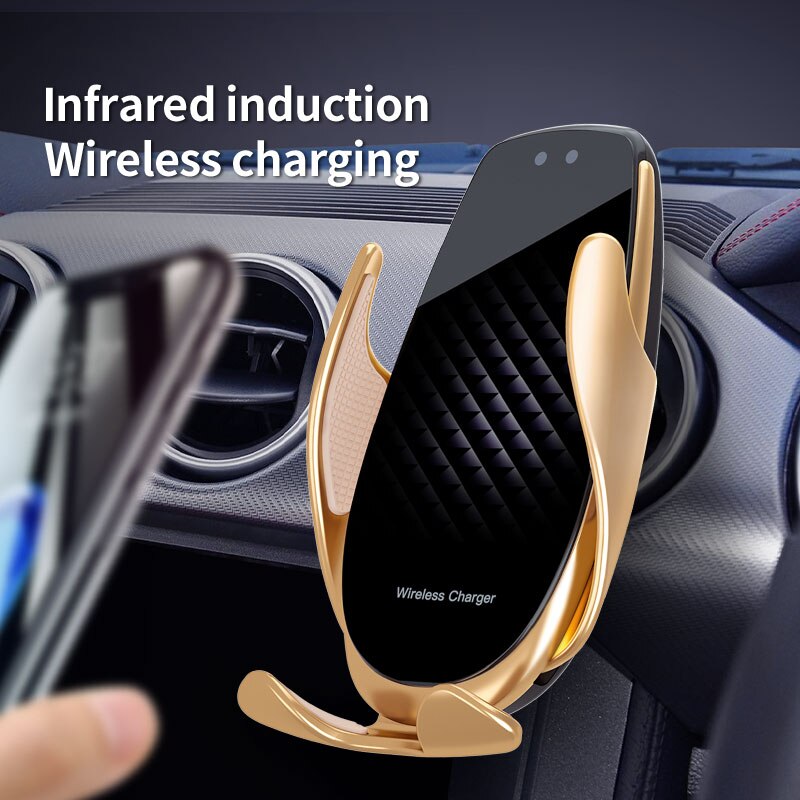Wireless Car Charger Clip Auto Telefoon Houder Auto-Sensing 15W Snelle Opladen Draadloze Oplader Luchtuitlaat Auto Telefoon houder