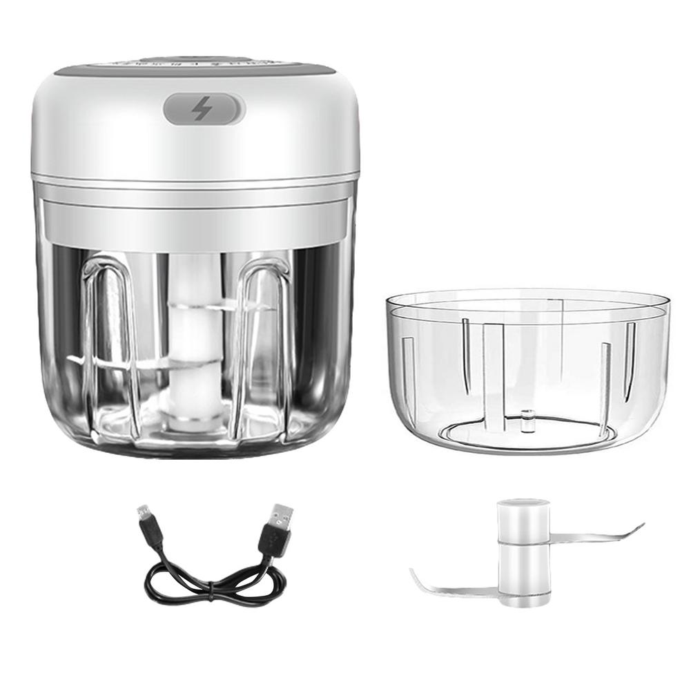 Electric Mini Garlic Chopper Food Chopper Portable Small Food Processor For Pepper Garlic Chili Vegetable Nuts Mincer/Grinder: White 250 100ml