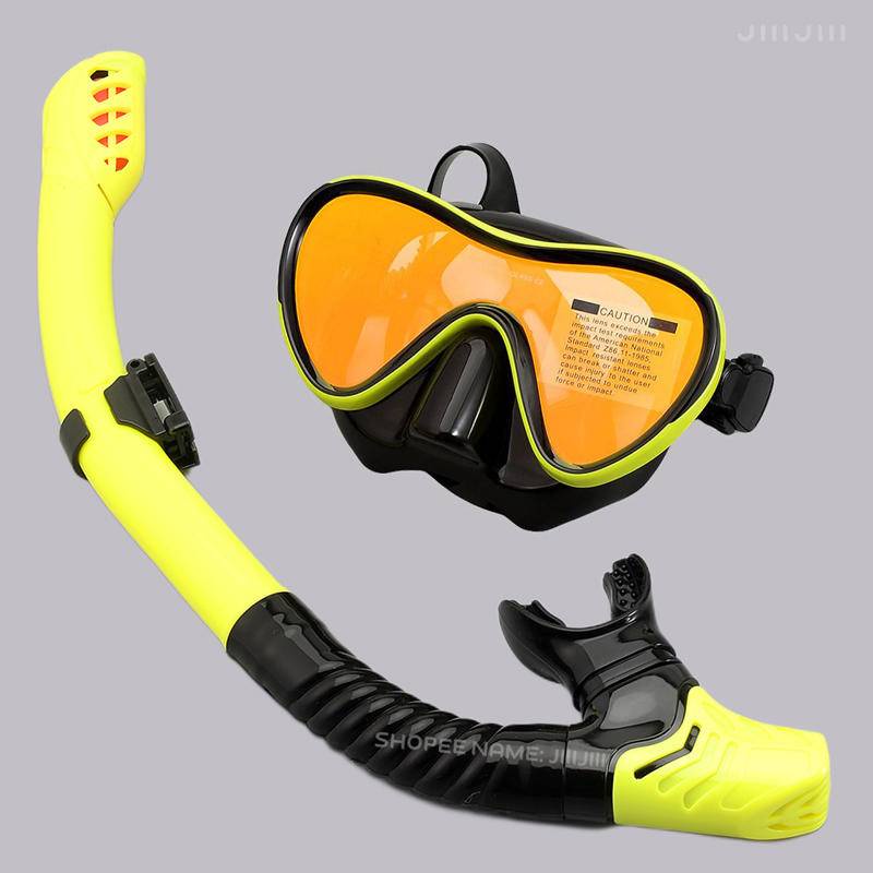 JUNHAIINS Professioneel siliconen duikmasker Ademhalingsbuis Anti-condens Gehard glas Zwemmen Snorke Set voor watersport: Bordeaux