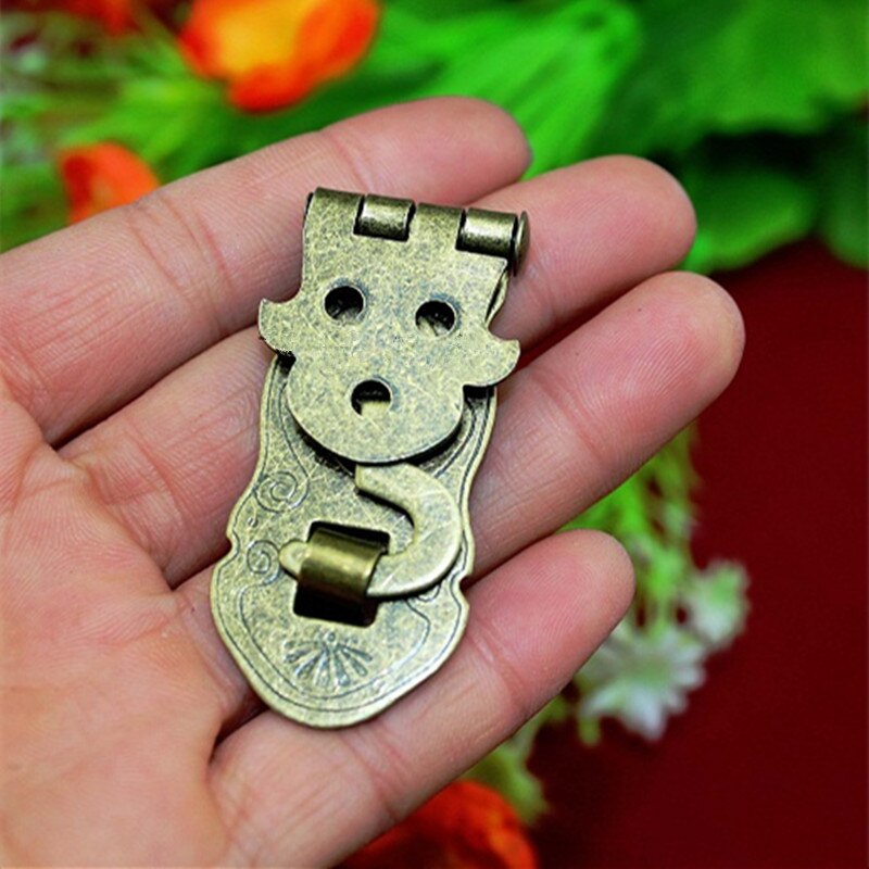 Cerradura de estilo antiguo, cerradura para caja de madera Vintage, cerradura con bisagra para caja de , tono bronce, 73*23mm