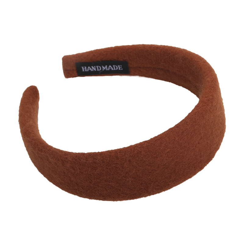 Diadema ancha de tela de felpa de lana Retro, bandas para el cabello de Color sólido para mujer, aro para el cabello con temperamento, accesorios para el cabello de femenina