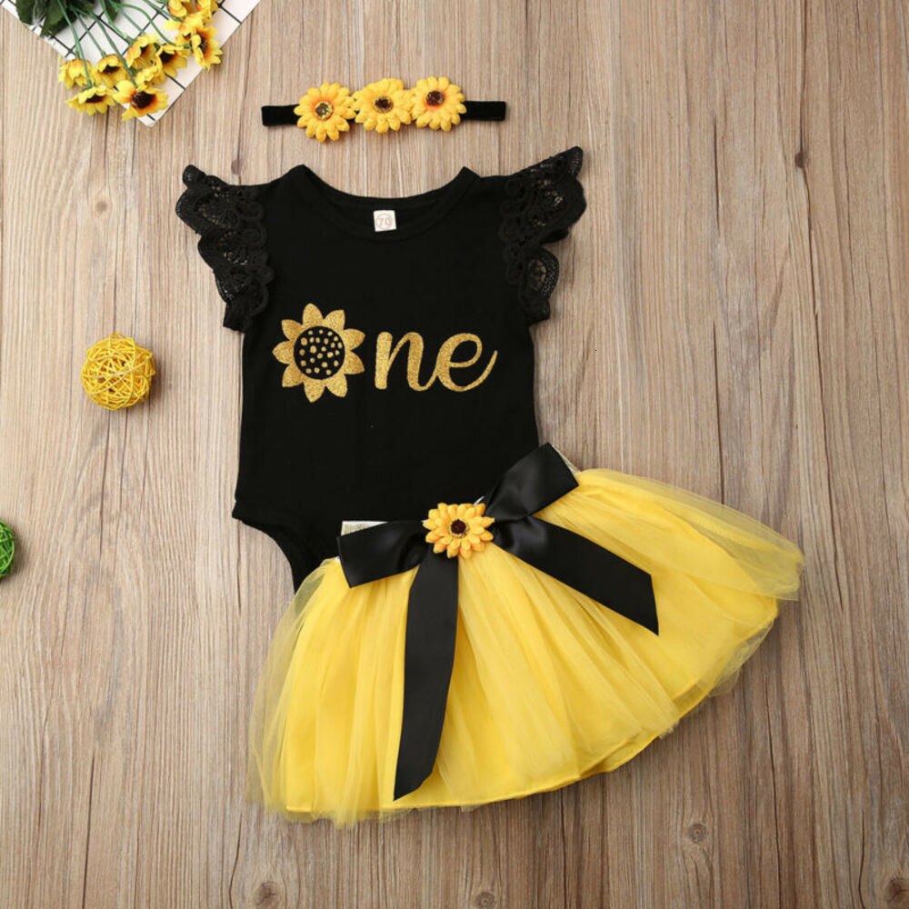 Cute Baby Girl 1st Birthday Party Dress Floral Romper Tutu Skirt Outfit Clothes