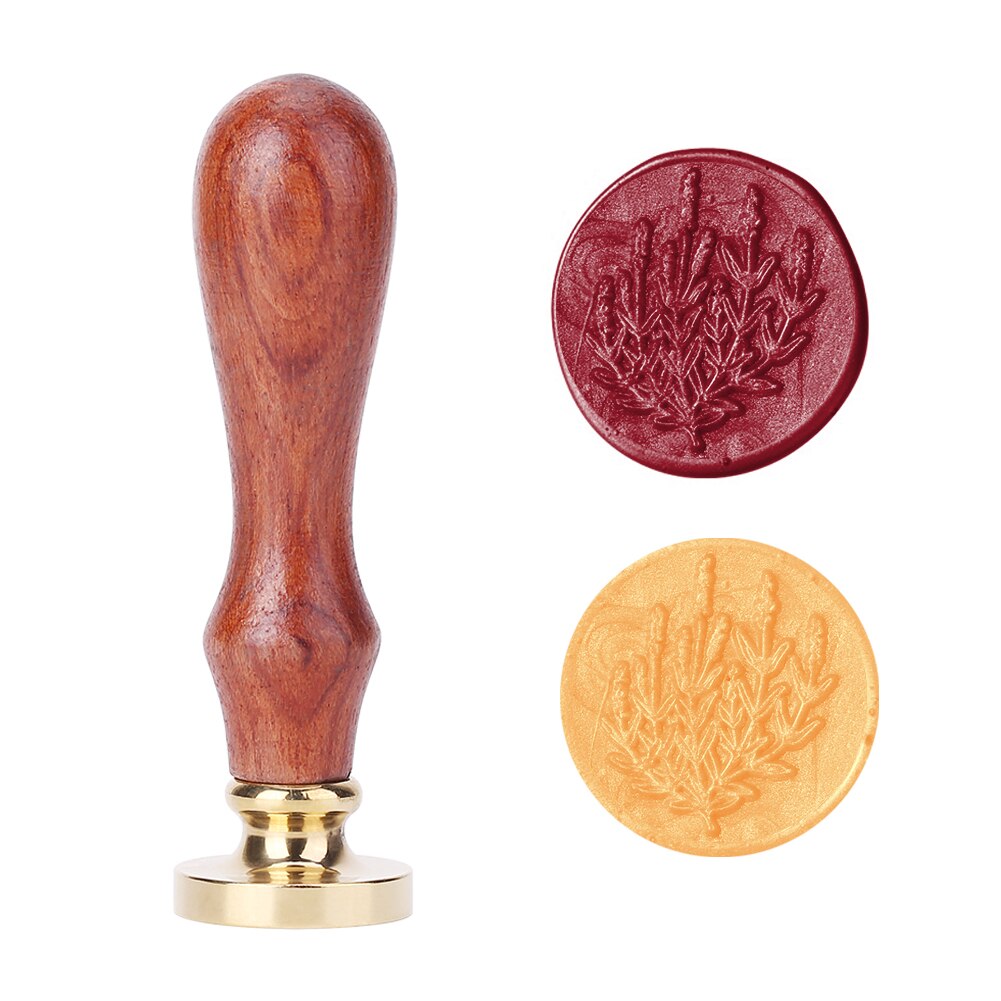 Retro Brand Verf Metalen Lakzegel Postzegels Houten Handvat Planten Patroon Diy Trouwkaarten Decoratie Verjaardag Kaart Seal Stempel