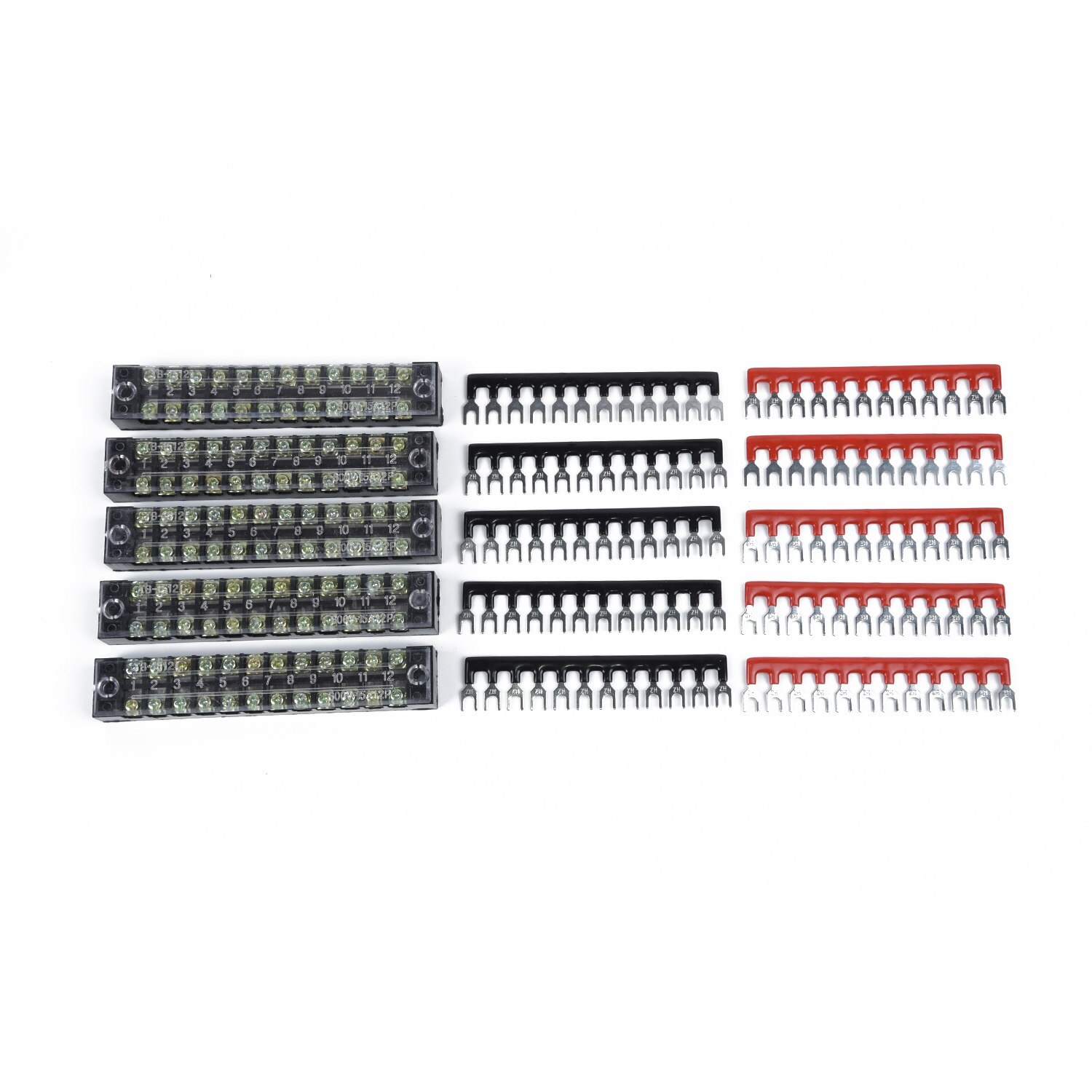 10pcs Bus Bar Power Distribution Block 12 Terminal Buss Bar 660V 100Amp Kit Screw Terminal Blocks With Terminal Barrier Strips