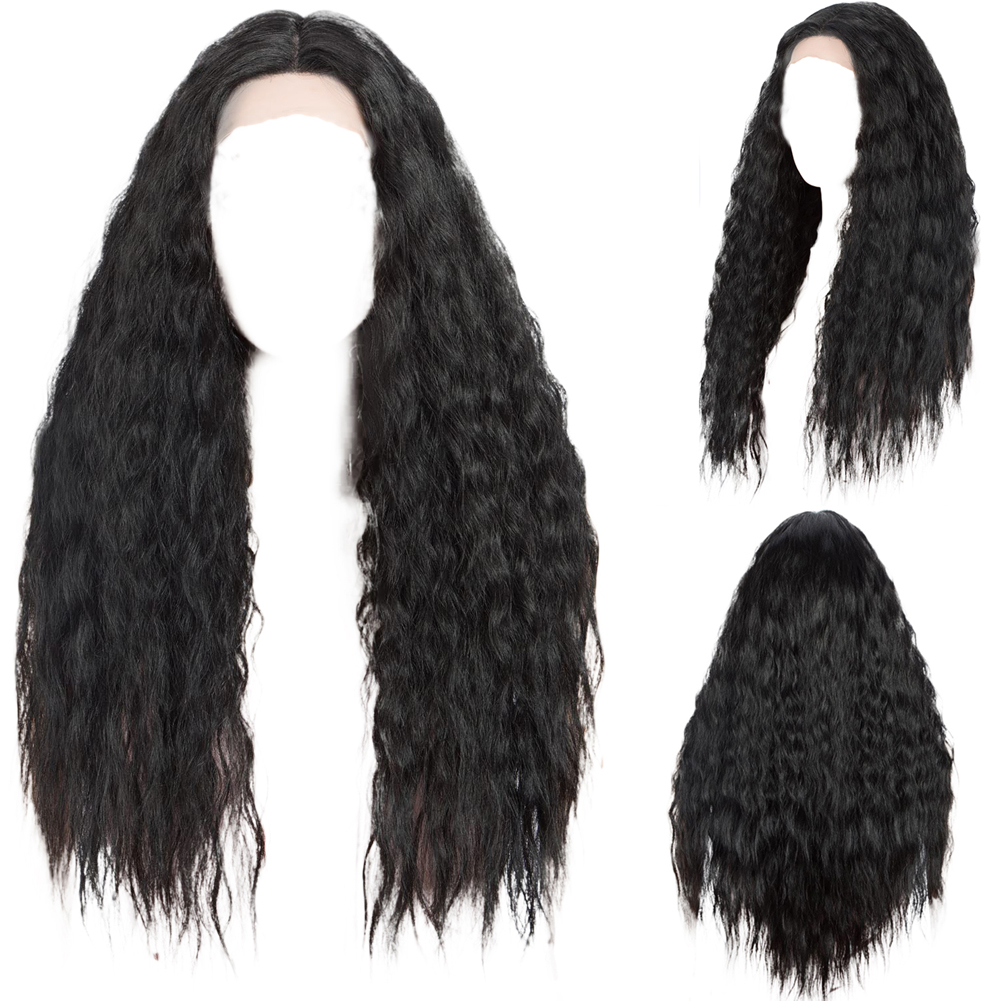 FANXITION Synthetic Hair Deep Wave Lace Front Wig For Black Women High Temperature Fiber Lolita Pre Plucked With Baby Hair