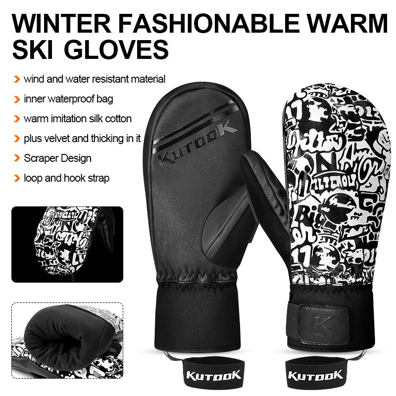 Guantes de esquí KUTOOK, guantes de esquí para invierno térmico, impermeables, a prueba de viento, para mujer y hombre, guantes cálidos para deportes al aire libre: XL