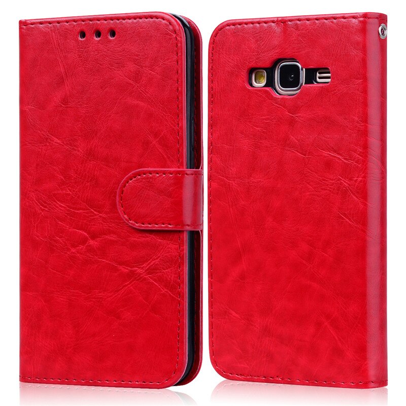 For Samsung Galaxy J3 Case Leather Wallet Phone Case for Samsung J3 J310F J320F Leather Flip Case For Samsung J3: Red
