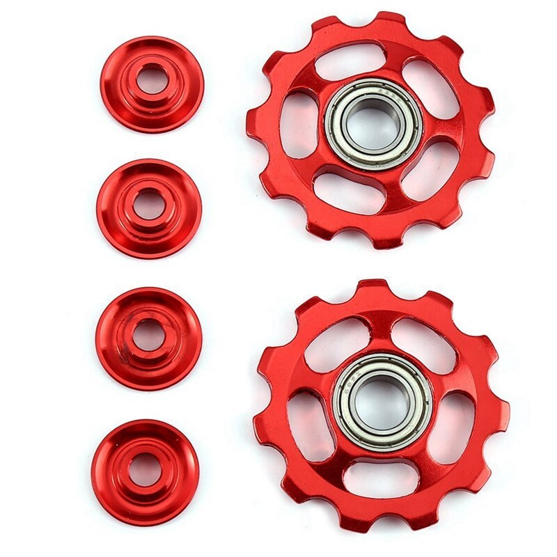 1 satz 11t fahrrad-ultraleicht-aluminiumlegierung-outdoor-lager-rad-schaltwerksrollen-fahrradteile-rot