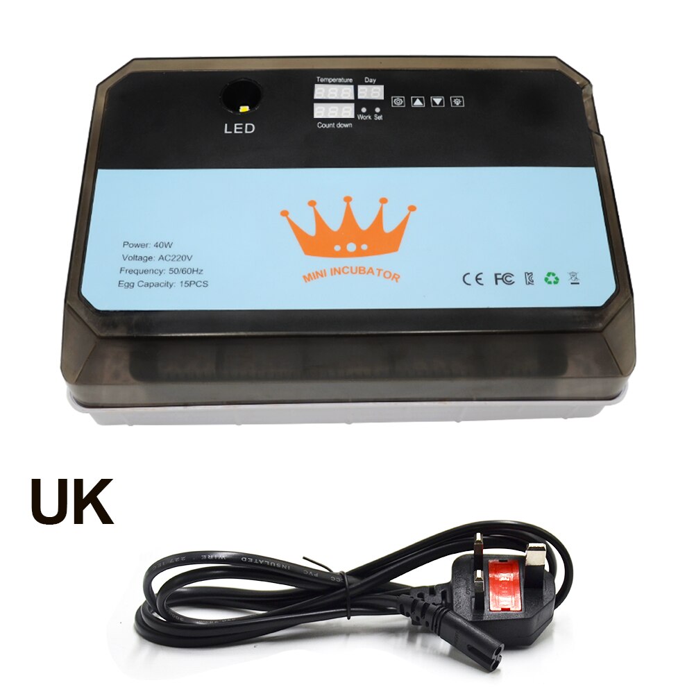 Mini incubadora automática de 15 huevos para pollo, Ganso, pájaro, codorniz, equipo de incubación, herramientas de incubación: HT-15 UK