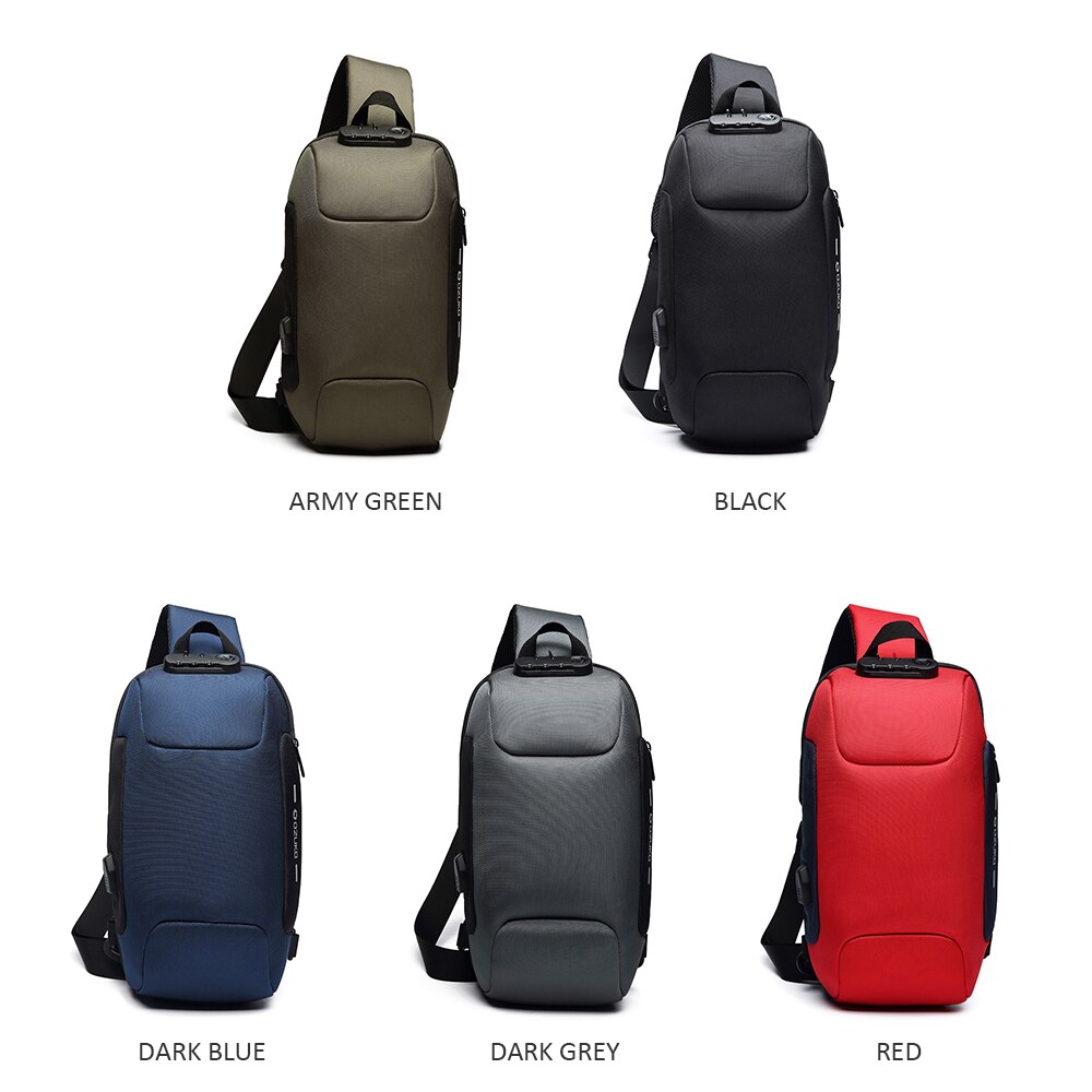 Men's Outdoor City Jogging Bags Shoulder Bag Water-Resistant Oxford Cloth Chest Pack Burglarproof Chest Bag
