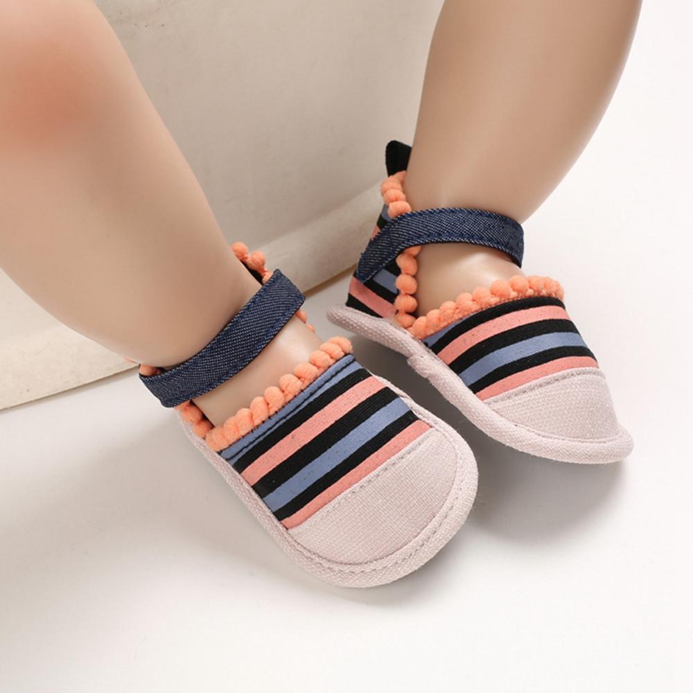 Sommer Baby Mädchen Baumwolle Stoff Atmungsaktiv Anti-Slip Gestreiften Sandalen