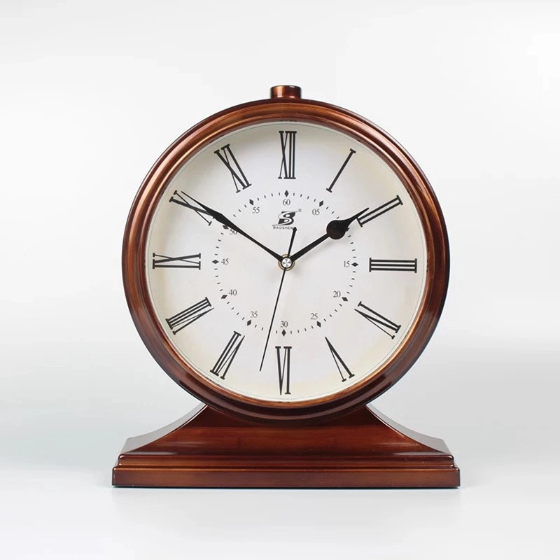 Europese Retro Tafel Klok Woonkamer Slaapkamer Grote Office Desktop Stille Klok Slinger Zetel Klok Woondecoratie: B