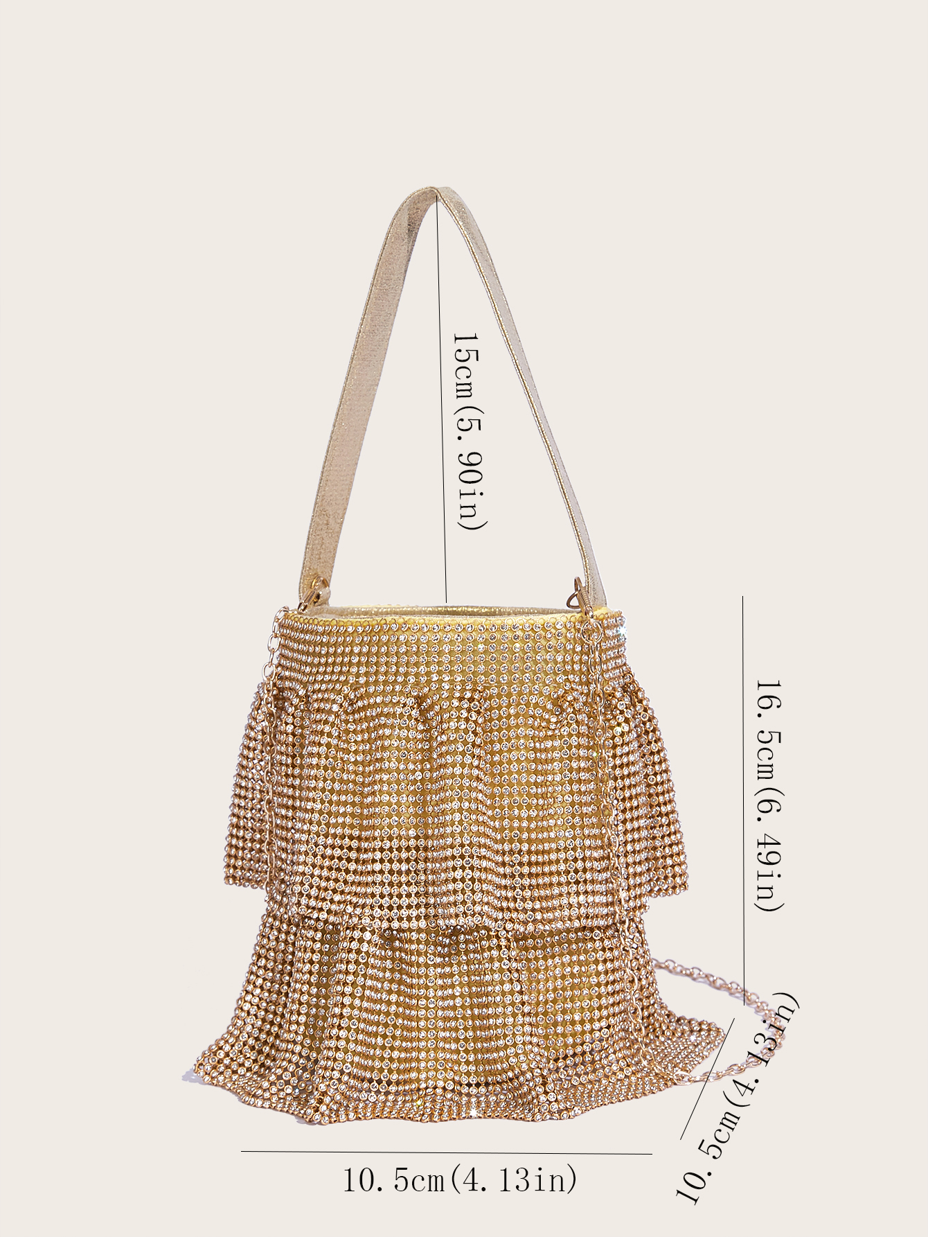 Luxe Avondtas Sprankelende Strass Party Tas Voor Dames Modieuze Gouden Handtas Met Trekkoord Schoudertas