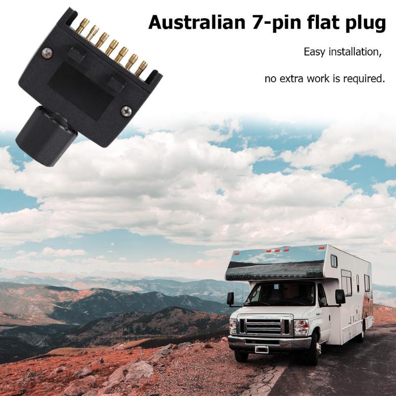 7 pin au flat han trailer stikkontakt stik adapter til rv båd lastbil velegnet til rv lastbil skib og trailer sort