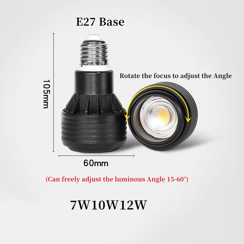 E27- led-spotlight par 20- lampa kan fokuseras 15-60 °cob-lampa för fiskakvarium, restaurang, kruka, restaurang, hushållsbelysning 7 w 10 w 12w