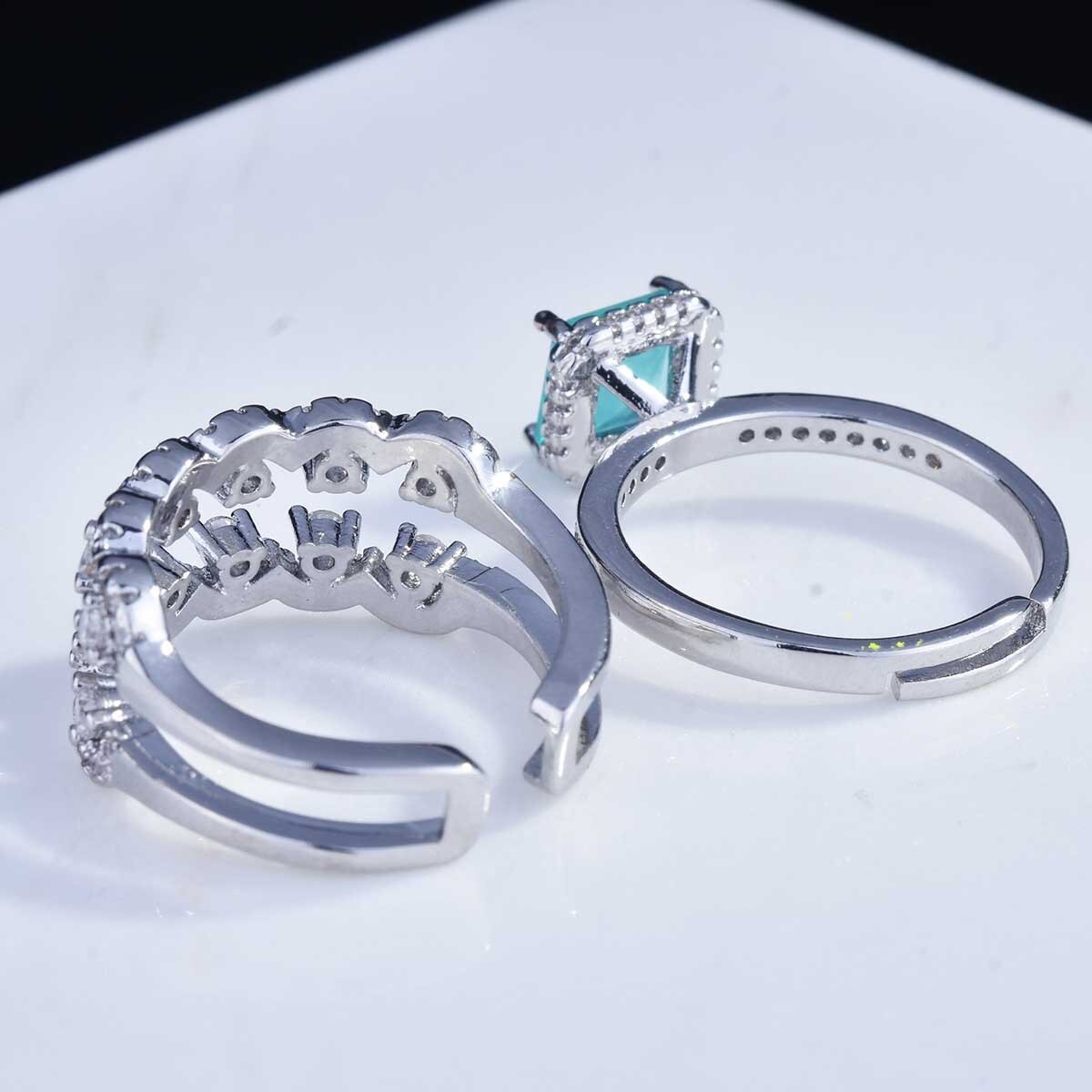 Qtt Prachtige Vierkante Paraiba Toermalijn Edelsteen Ring S Sterling Zilver Hoge Sieraden Party Vrouw Engagement